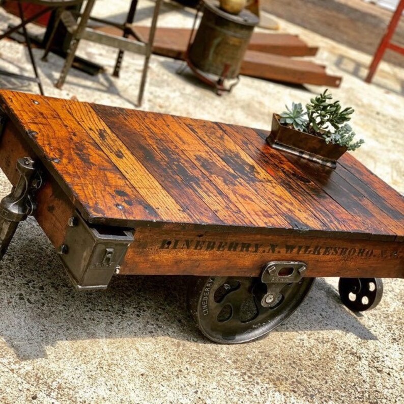 Restored Original Lineberry Factory Furniture Railroad Cart Etsy