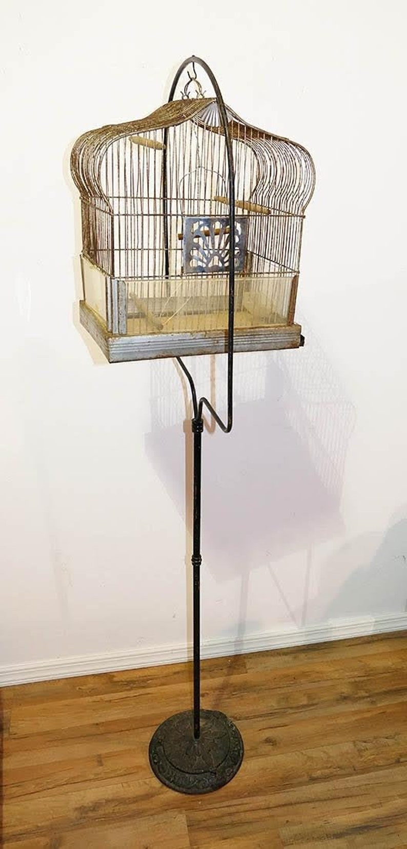 Vintage Hendryx Crown Bird Cage with Victorian Cast Iron Bird Etsy