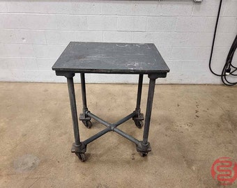 Antique Turtle Table, Printers Layout Table, Heavy Cast Iron Table, Industrial Steel Table 30x24