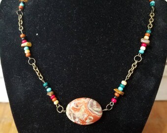 Beaded necklace with ocean jasper