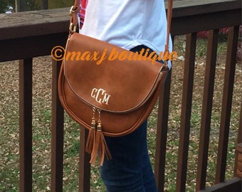 Tassel Crossbody bag - monogrammed handbag - personalized shoulder purse