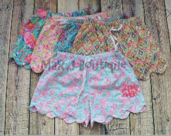 Monogrammed floral shorts - personalized lobster shorts - flamingo shorts - womens shorts