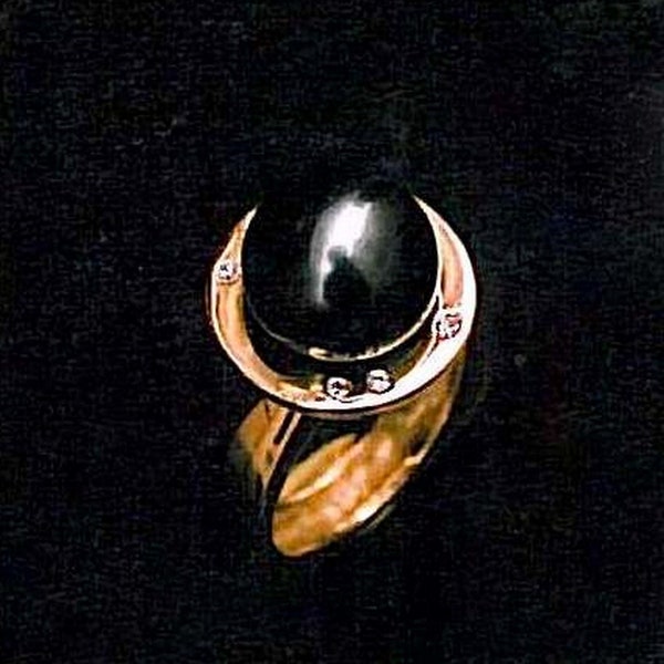 Unique Black Pearl Ring Genuine Tahitian PEARL RING Diamonds Pearl Ring 18kt Gold Modern Black Pearl Ring Black Pearl Statement Engagement