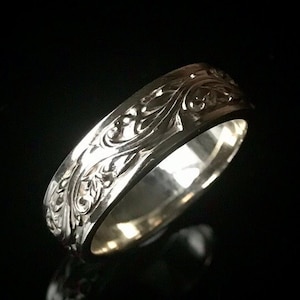 Sculpted Wedding Band Platinum Rings White Gold Victorian Ring
