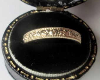 Sculpted Wedding Band Millegrain Ring White Gold 3mm Victorian Ring Wedding Band Platinum Unique Floral Engraved Band Antique style
