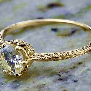 Diamant-Verlobungsring mit individueller Gravur im Edwardianischen Stil