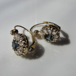 Edwardian Vintage Blue Diamond Sapphire Earrings Halo Earrings - Etsy