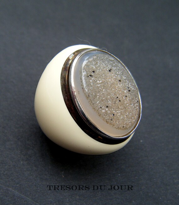 Vintage Large Statement Ring Sterling Silver Oval… - image 2