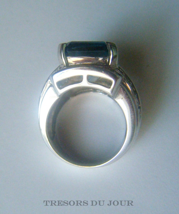 Blue TOPAZ RING Vintage Statement Ring Unique Lon… - image 5