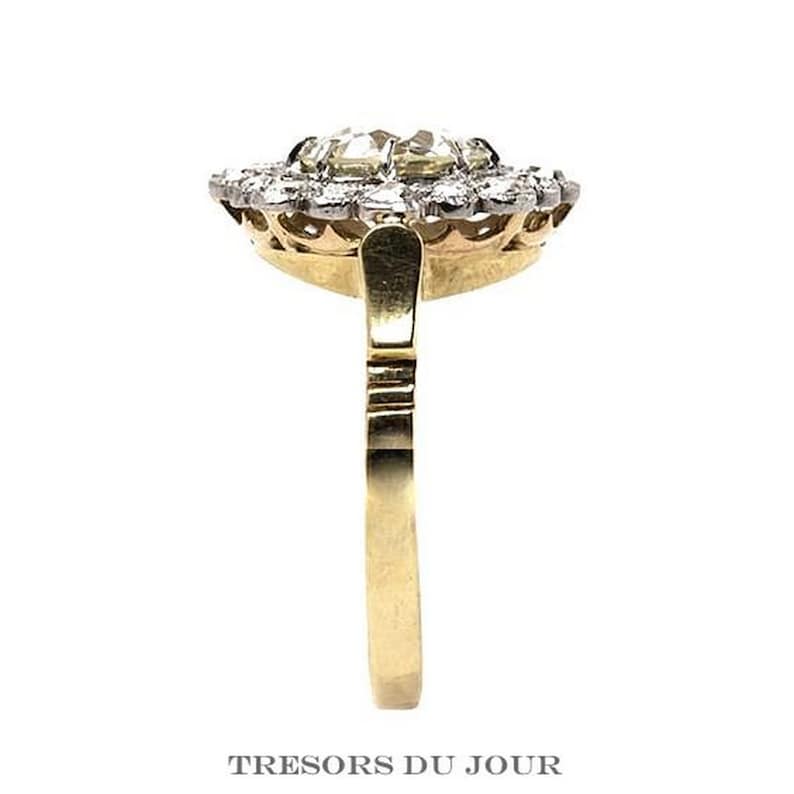 Edwardian Engagement Halo Ring 'Trianon' Diamond Art Deco Engagement RING custom ring conflict free diamonds Moissanite Engagement Ring image 4