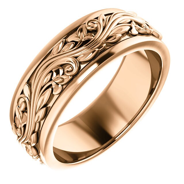 Sculpted Wedding Band 14k 18k Yellow Gold Rings Victorian Ring - Etsy ...