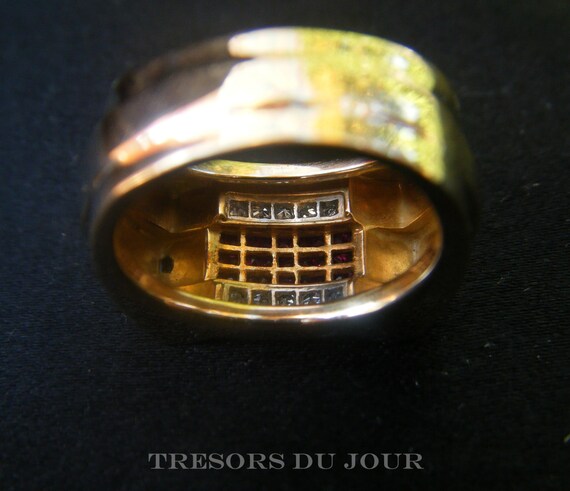 Rare Vintage Art Deco Ruby Diamond TANK Ring 18k … - image 10