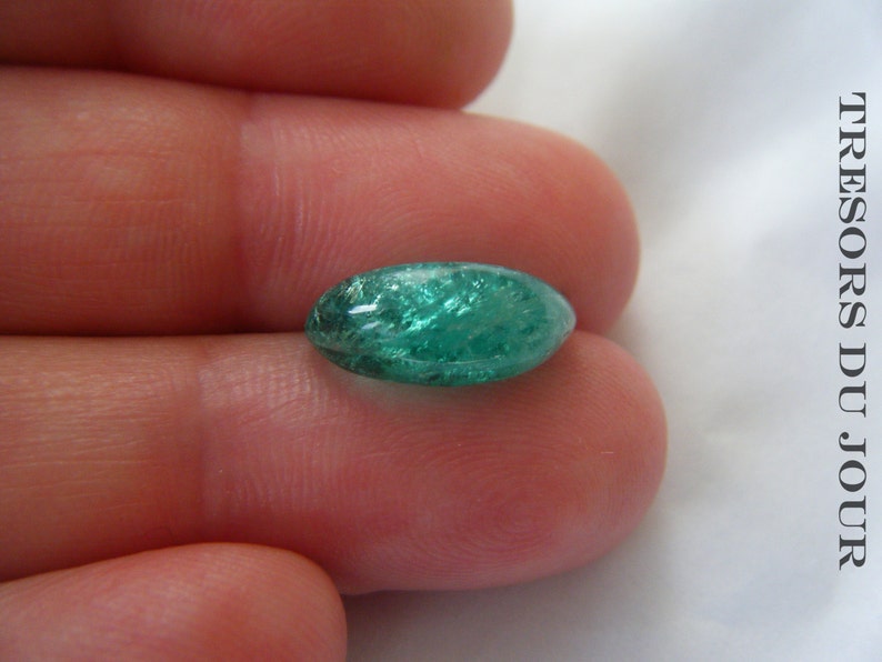 Unique 6 Carat Loose Emerald Cabochon, Real Green Emerald Gemstone for Custom Jewelry Making DIY image 4