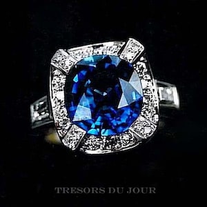 Anillo de compromiso de zafiro único Anillo de compromiso de halo a medida personalizado Anillo de diamantes de zafiro real Anillo de compromiso de zafiro único Oro blanco