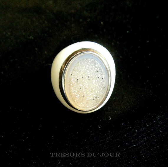 Vintage Large Statement Ring Sterling Silver Oval… - image 3