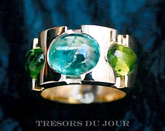 Unique STATEMENT RING Gold Right Hand RingTourmaline Peridot 'Haussmann' Custom Birthstone Ring Statement Ring Gemstone Cocktail Anniversary