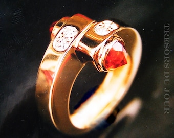 Unique Sapphire Toi et Moi Ring Sapphire Diamonds Gold Orange Sapphire Ring Colored Gems Moi et Toi Statement Alternative Engagement Ring