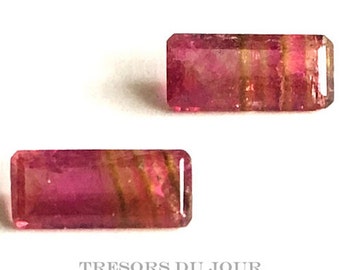Loose Tourmaline Stones Unique Pink Red Orange Raspberry Pair Rectangular Baguettes Genuine Natural Real Gemstones Custom Earrings Jewelry