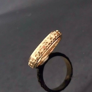 Gold Star Ring 'Etoiles' Poesie Ring Unique Engraved Wedding Band Medieval Poesy Ring Renaissance GOLD WEDDING RING Large Sizes image 3