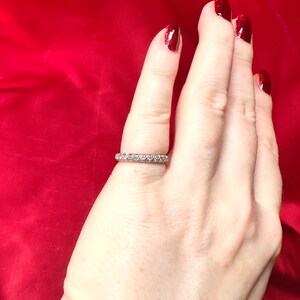 Vintage Art Deco Diamond Wedding Band, Elegant Platinum Genuine Full Eternity Anniversary Ring image 8