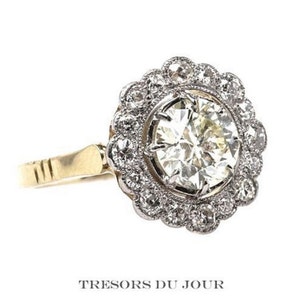 Edwardian Engagement Halo Ring 'Trianon' Diamond Art Deco Engagement RING custom ring conflict free diamonds Moissanite Engagement Ring image 2