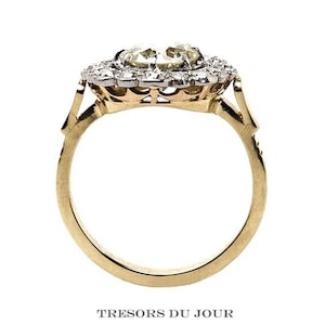 Edwardian Engagement Halo Ring 'Trianon' Diamond Art Deco Engagement RING custom ring conflict free diamonds Moissanite Engagement Ring image 5