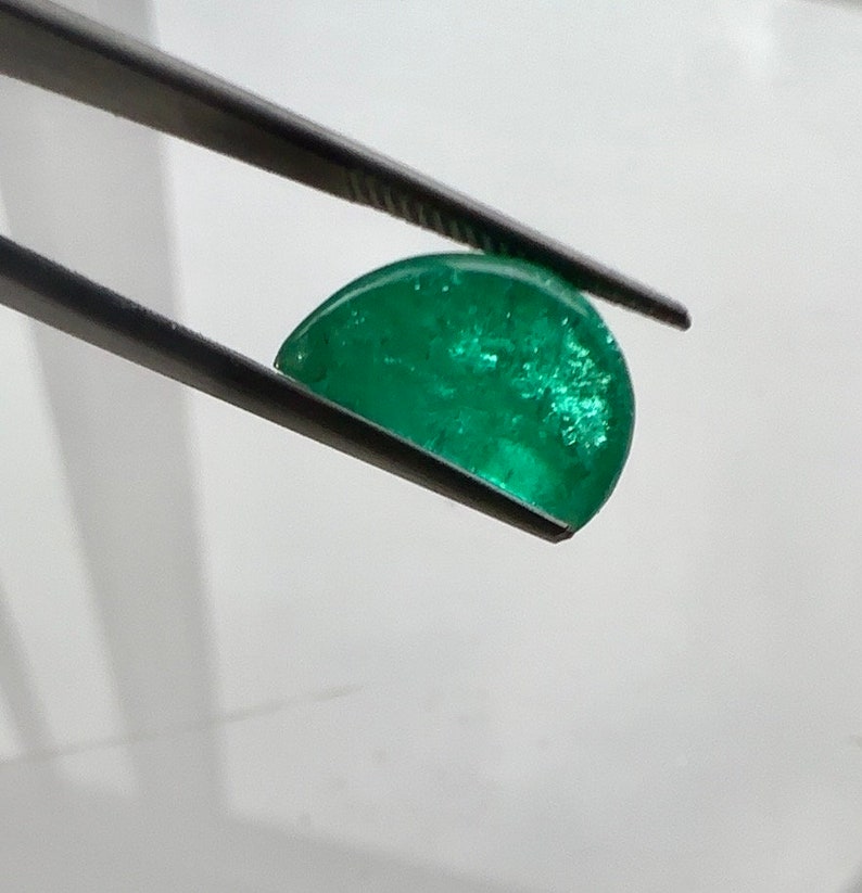 Unique 6 Carat Loose Emerald Cabochon, Real Green Emerald Gemstone for Custom Jewelry Making DIY image 7