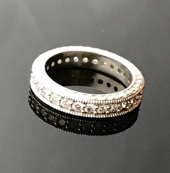 Millegrained Engraved Full Diamond Eternity Infinity Ring Bespoke