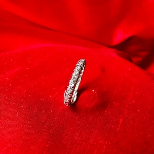Vintage Art Deco Diamond Wedding Band, Elegant Platinum Genuine Full Eternity Anniversary Ring image 7