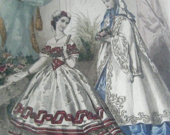 額入りアンティーク フランス ファッション プレート La Mode