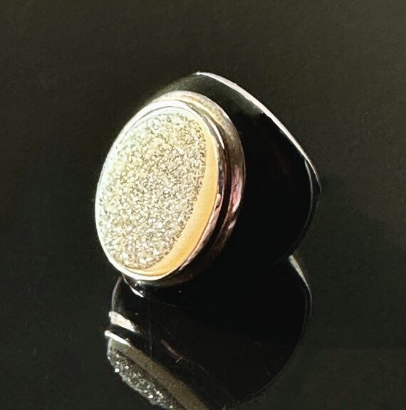 Large Statement Ring  with Neutral Druzy Geode Cr… - image 2