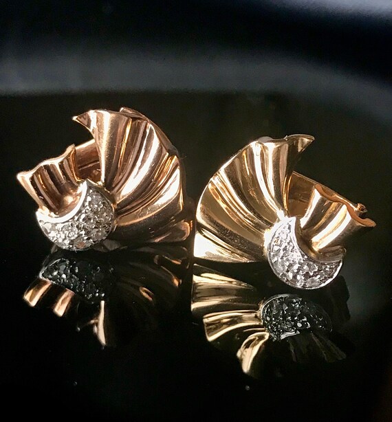 Elegant Estate Diamond Earrings with 18k White Go… - image 2