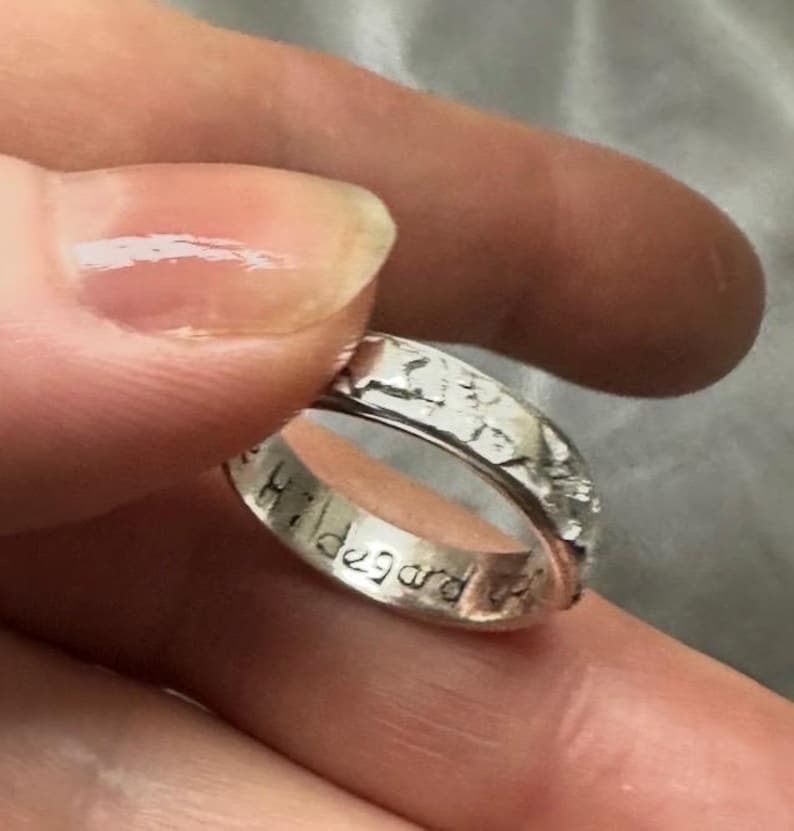 Gold Star Ring 'Etoiles' Poesie Ring Unique Engraved Wedding Band Medieval Poesy Ring Renaissance GOLD WEDDING RING Large Sizes image 12