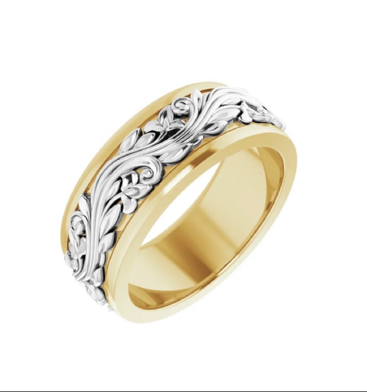 Victorian Floral Vine Wedding Bands