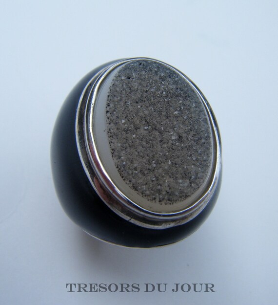 Large Statement Ring  with Neutral Druzy Geode Cr… - image 7