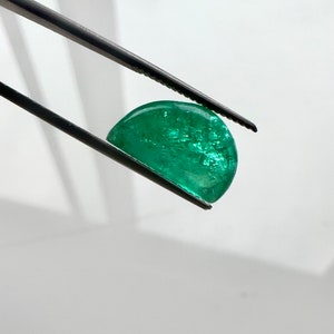 Unique 6 Carat Loose Emerald Cabochon, Real Green Emerald Gemstone for Custom Jewelry Making DIY image 6