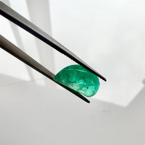 Unique 6 Carat Loose Emerald Cabochon, Real Green Emerald Gemstone for Custom Jewelry Making DIY image 8
