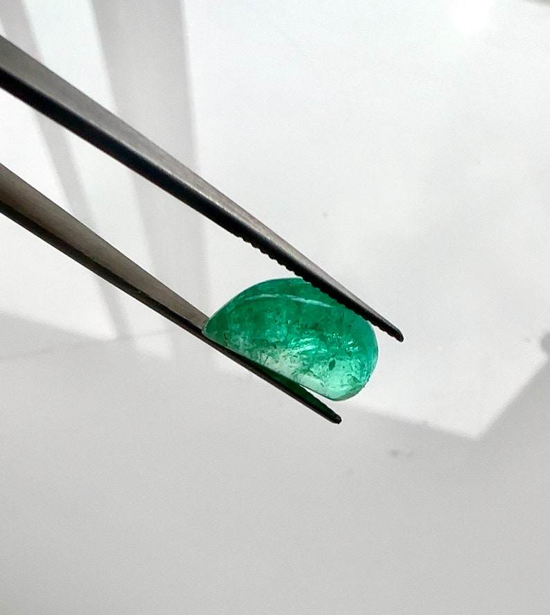 Unique 6 Carat Loose Emerald Cabochon, Real Green Emerald Gemstone for Custom Jewelry Making DIY image 8