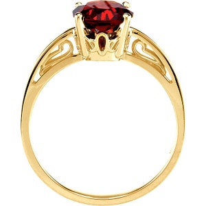 Custom Birthstone Ring, Genuine Natural Red Garnet and Solid 14k Gold, Stackable Dainty Alternative Engagement Ring