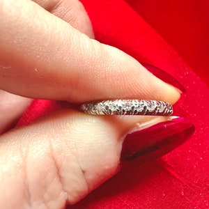 Vintage Art Deco Diamond Wedding Band, Elegant Platinum Genuine Full Eternity Anniversary Ring image 6