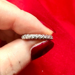 Vintage Art Deco Diamond Wedding Band, Elegant Platinum Genuine Full Eternity Anniversary Ring image 4