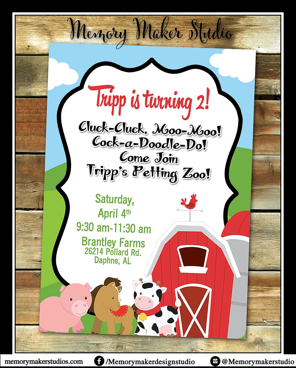 Petting Zoo Birthday Party Invitations - Petting Zoo themed Birthday