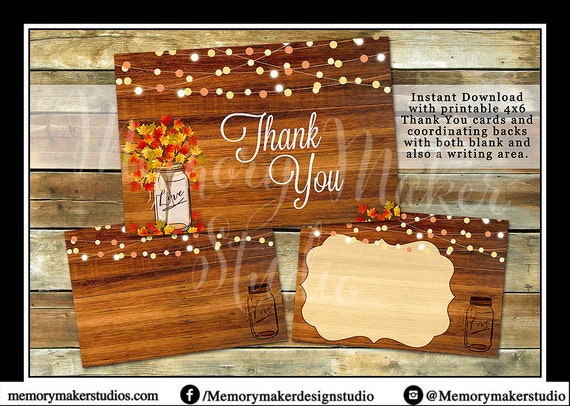 Rustic Fall Wedding Thank You Cards Shower Favor Tag Fall Etsy