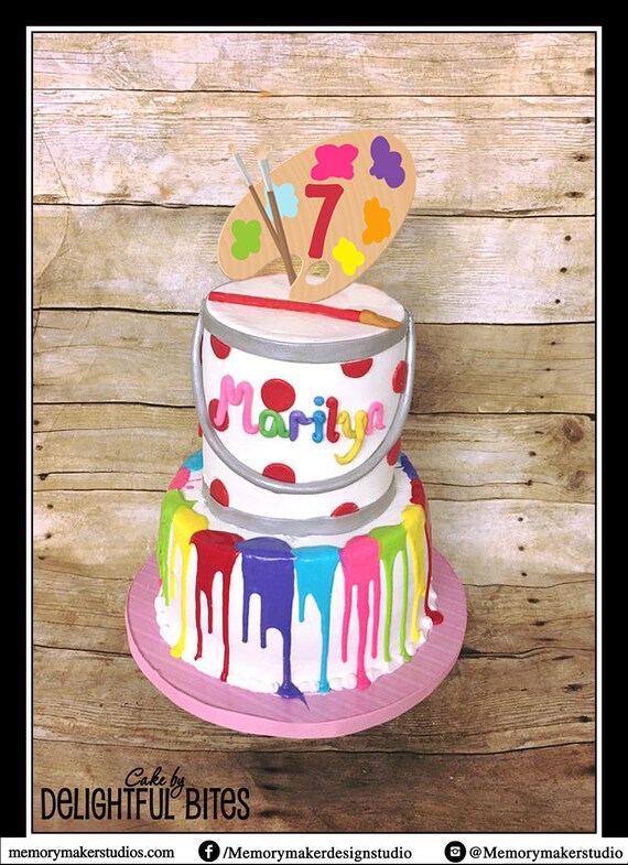 Paint Party Cake Topper Paint Palette Cake Topper Art Cake Etsy
