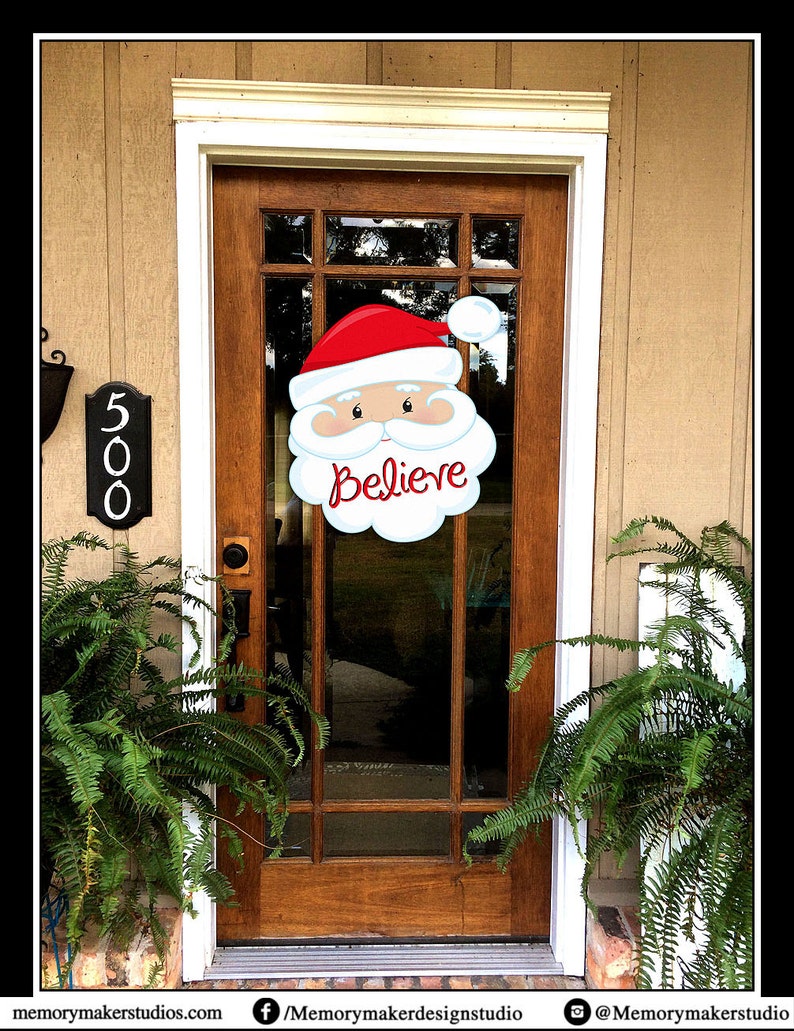 Christmas Door Hanger Whimsical Christmas Wreath Santa Claus Etsy