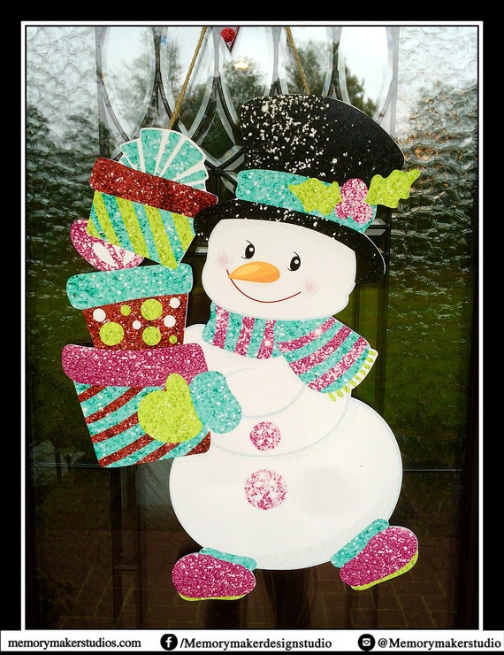 Snowman Door Hanger Christmas Door Hanger Whimsical Etsy
