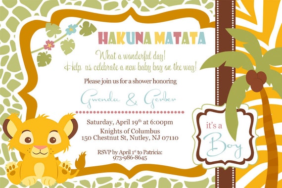 lion baby shower invitations