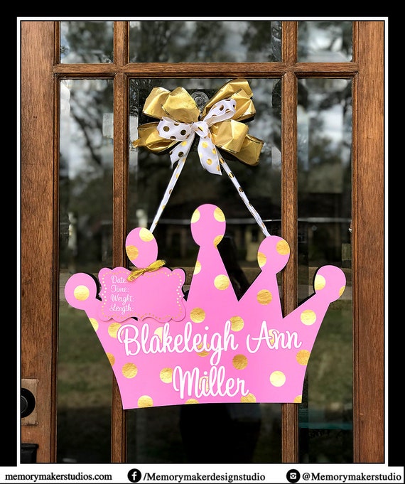 Crown Hospital Door Sign Welcome Home Baby Sign Princess Crown Etsy