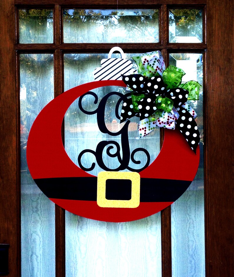 Christmas Door Hanger Whimsical Christmas Wreath Santa Claus Etsy