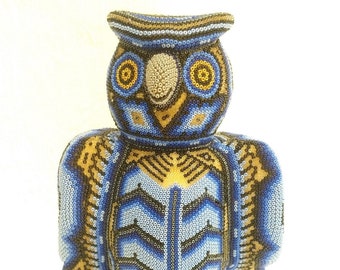 Mexican Folk Art Huichol Beaded Owl by Isandro Villa Lopez pp2816